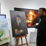 بازدید رئیس حوزه هنری از کارگاه خلق اثر تجسمی «رهبر شهید»