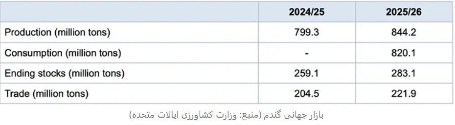ذخایر جهانی گندم به بالاترین حد خود در پنج سال گذشته رسید