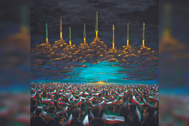 نقاشی جدید علی داودی برای شبِ موشکی ایران