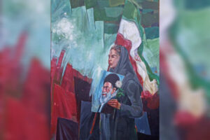 نقاشی جدید علی بحرینی برای وداع با رهبر شهید؛ «راه روشن» رونمایی شد