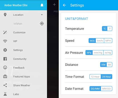 اپلیکیشن Amber Weather Elite
