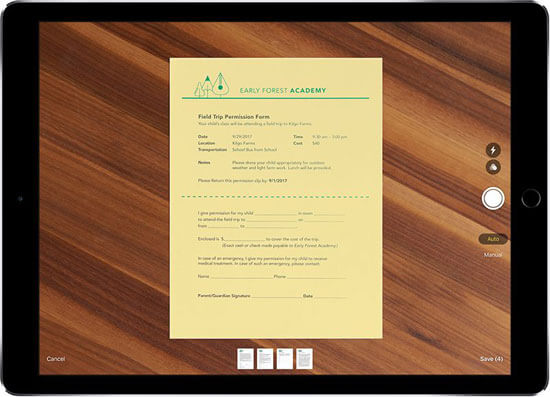 اسکن داکیومنت در Notes